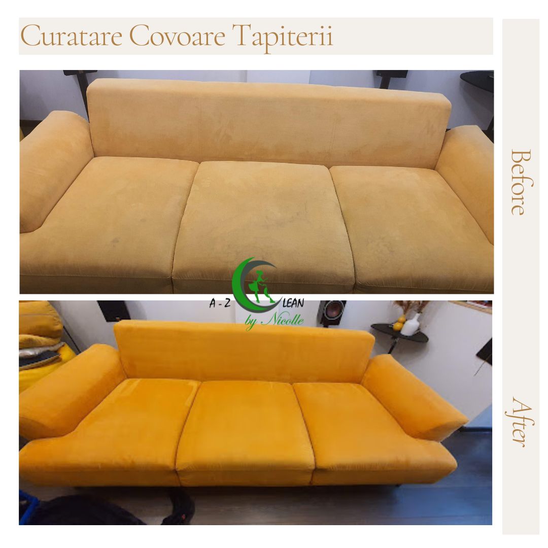 Canapea galbenă - Restaurare culoare și textură